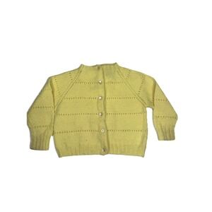 VintageHand Made Knit Crocheted Sweaterbeautiful‎ Yellow Color Unisex 3-4yr 24in